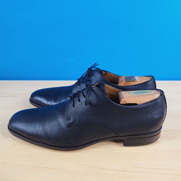 HUGO BOSS Kensington Mens‎ Size 6.5 Derby Shoes Black Embossed Leather formal main image 8